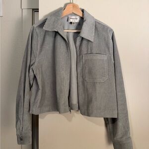 Stylish Gray Corduroy Utility Jacket